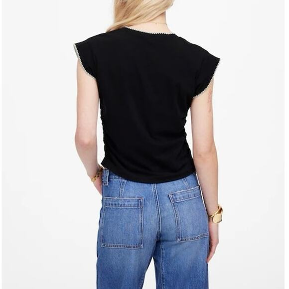 NWT Madewell Side-Cinch Cap Sleeve Muscle Tee In Jet Black Size XS - Picture 10 of 10